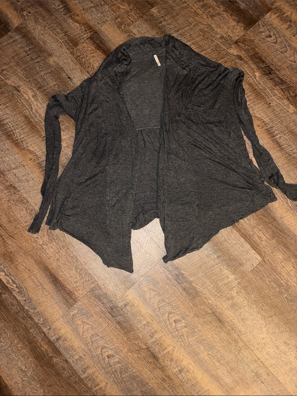 Olivia Moon Dark Gray Open-Front Draped Cardigan